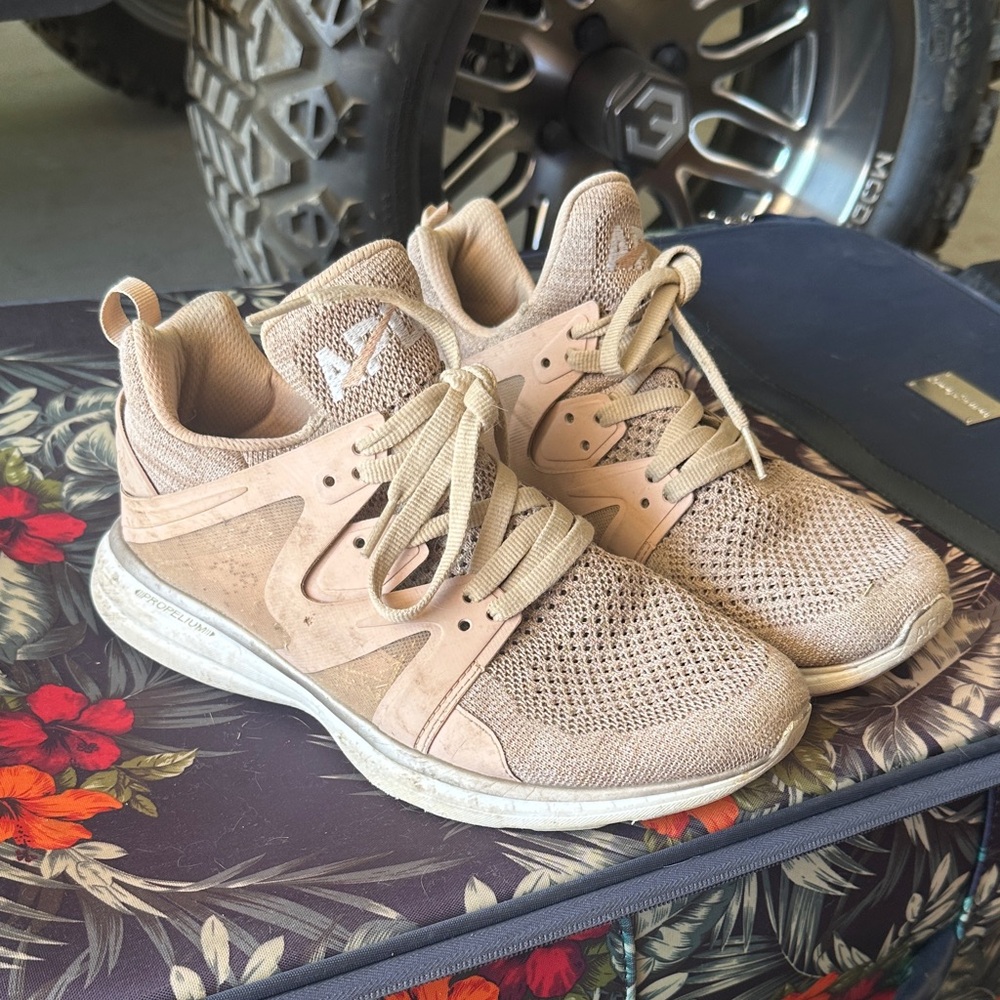 APL Women's Beige Knit Lace-Up Sneakers